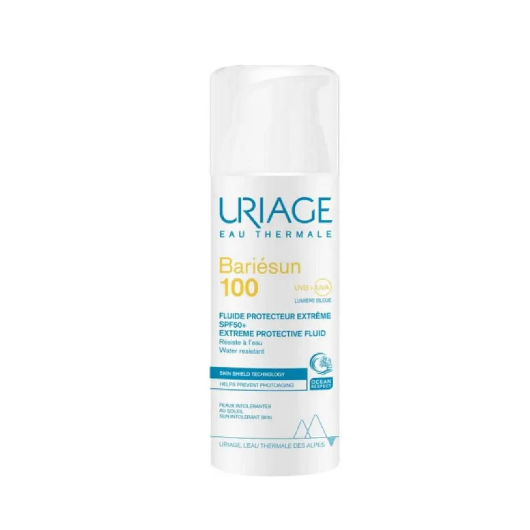 uriage bariesun 100 fluid spf 50 50ml مركب للحماية من الشمس للبشره الحساسه يمنع شيخوخه البشره يحمي من الأشعه فوق البنفسجيه يمنع جفاف الجلد ، حاصل على براءة اختراع