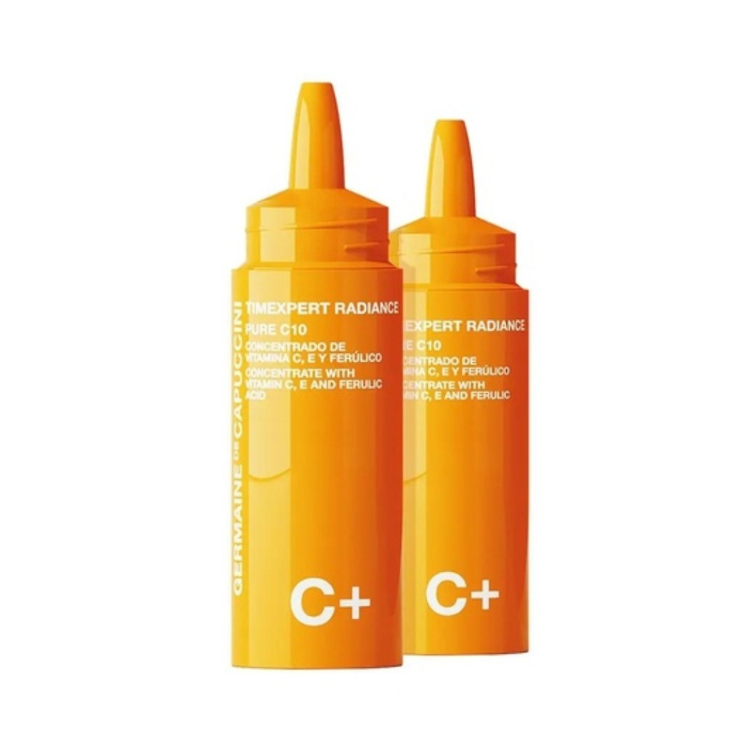 germaine de capuccini timexpert radiance c pure c10 concentrate with vitamin c ,e and ferulic أمبولات فيتامين سي النقي للنضارة والإشراق التركيبة المطورة الحديثة 2x15ml