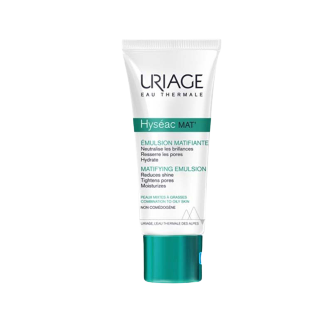 uriage hyseac emulsion mat 40ml كريم جل يعمل على تنظيم الافرازات للبشره الدهنيه يصلح للرجال والنساء، يستخدم كبرايمر طبي قبل المكياج لتجنب المظهر اللامع والمظهر الرمادي