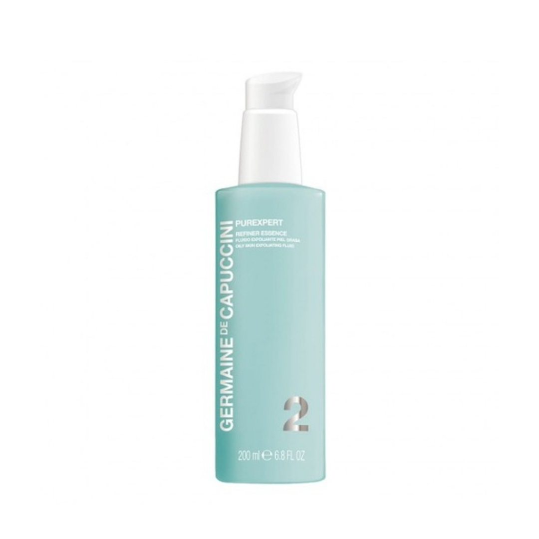 germaine de capuccini purexpert refiner essence oily skin سائل مقشر لإزالة الجلد الميت وتقليل الزيوت وتصغير المسام مع قواعد مرطبه لترطيب وتنعيم البشرة 200ml