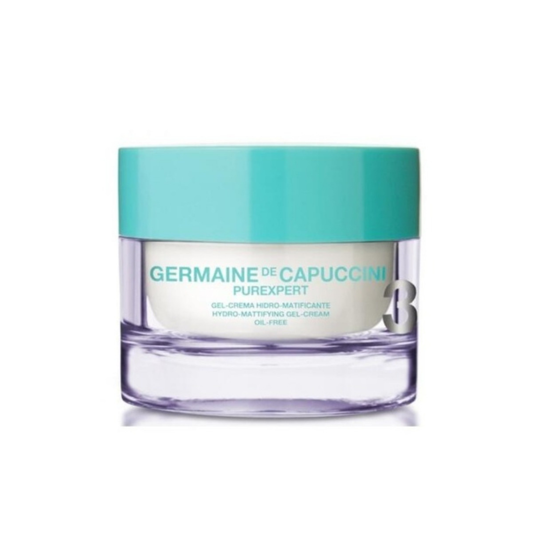 germaine de capuccini purexpert hydro mattifiying gel cream مرطب خالي من الزيوت ينظم الافرازات الدهنيه والبقع اللامعه يطفي ويمنع ظهور حب الشباب 50ml