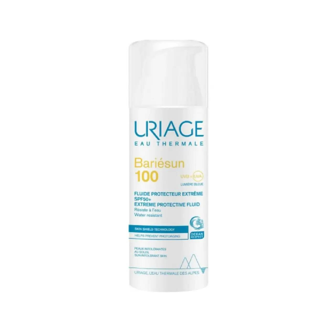 uriage bariesun 100 fluid spf 50  50ml مركب للحماية من الشمس للبشره الحساسه يمنع شيخوخه البشره يحمي من الأشعه فوق البنفسجيه يمنع جفاف الجلد ، حاصل على براءة اختراع