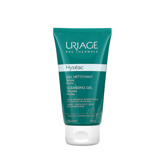 uriage hyseac cleansing gel  150ml غسول يورياج ، جل خالي من الصابون ينظف البشره الدهنيه يقلل المسامات يناسب البشره الباهته والمعرضه لحب الشباب والرؤوس السوداء يجفف البشره من الدهون