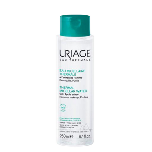 uriage eau micellaire thermal green oily skin 250ml تونر لإزالة المكياج للبشره الدهنيه ، يحتوي على المياه الحراريه المرطبه ومستخلص التفاح الأخضر يزيل المكياج والشوائب ، يطهر البشره من الدهون