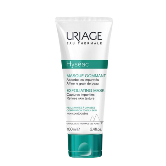 uriage hyseac exfoliating mask 100ml سنفرة للبشرة الدهنيه والمختلطه فيها حبيبات تقشير خفيفه تزيل الحبوب والدهون تستخدم مره إلى مرتين في الأسبوع