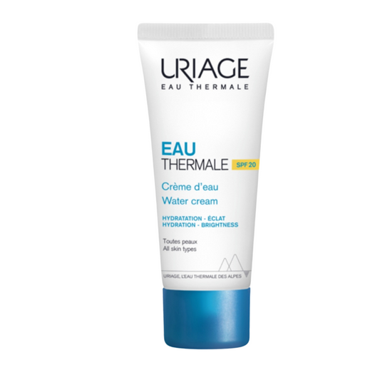 uriage eau thermale light water cream 40ml spf 20كريم الماء الخفيف لجميع انواع البشره  ، يعمل هذا الكريم الخفيف والحيوي على ترطيب البشره يحتوي على مكونات نشطه تساعد على الحمايه من الآثار الضارة للتلوث كما يحمي البشرة من UVA,UVB ,لاحتوائه على SPF20