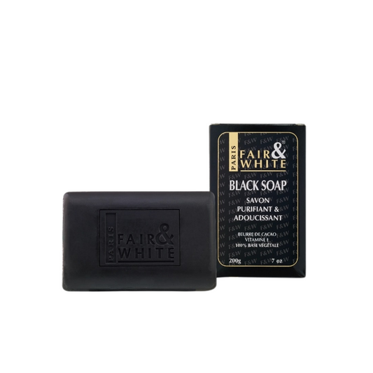 fair and white original black soap 200gm صابونة للبشرة الدهنيه المعرضه لحب الشباب  تنظف المسام بعمق وتزيل الشوائب السطحيه