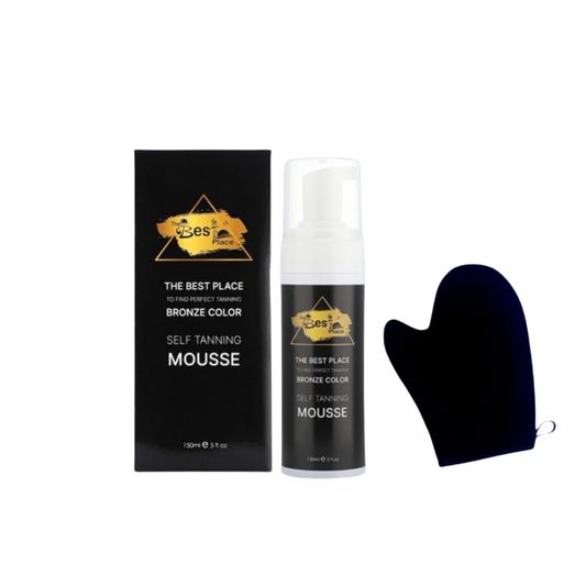 Self tan mousse with gloves رغوة السلف تان مع القفاز