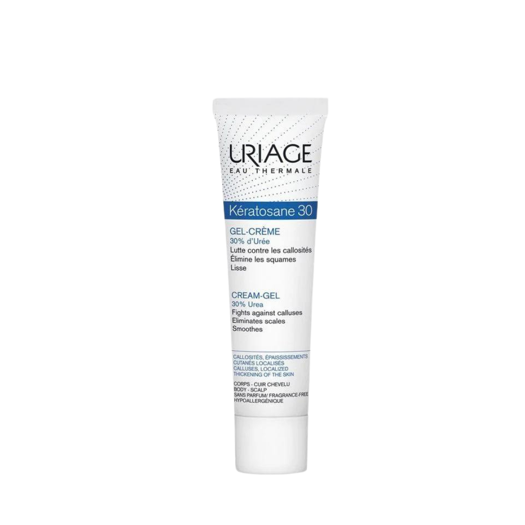 uriage keratosane-30  40ml جل كريمي مزيل للخشونه ، يقشر ويرطب ويجدد خلايا البشره الخشنه والمتقشره يحتوي على اليوريا ، مناسب للقدمين ، الرمب ،والمرفقين  ونمو الشعر تحت الجلد [جلد الأوزه ]