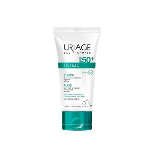 uriage hyseac fluid spf 50 50ml واقي شمس للبشره الدهنيه والمختلطه يوفر أعلى حماية من الشمس مع الترطيب خالي من الزيوت لايسبب الحبوب والبثور يعمل على إزالة اللمعه يقلص المسام ويزيل الرؤوس السوداء