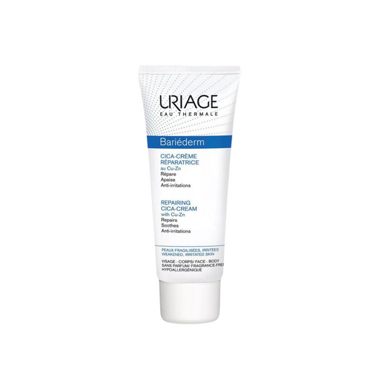 uriage bariederm repair cica-cream 40mlكريم سيكا لترميم الحروق من الدرجه الأولى والثانيه ،معالجة حروق الشمس ،تهدئة إحمرار الجلد ،تخفيف الإزرقاق الناتج عن الكدمات،علاج الإلتهابات الجلديه ،التئام الجروح والخدوش ،علاج الطفح الجلدي ،يحتوي على الزنك والنحاس